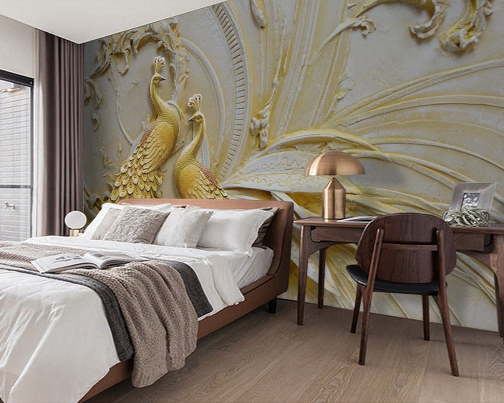 3D Wallpaper Golden Peacock